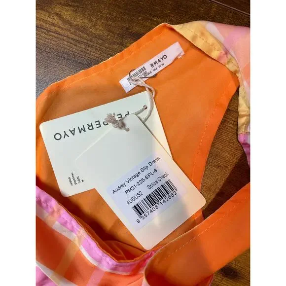 Peppermayo Audrey Vintage Slip Dress Splice Check Sz 2 - Picture 5 of 5